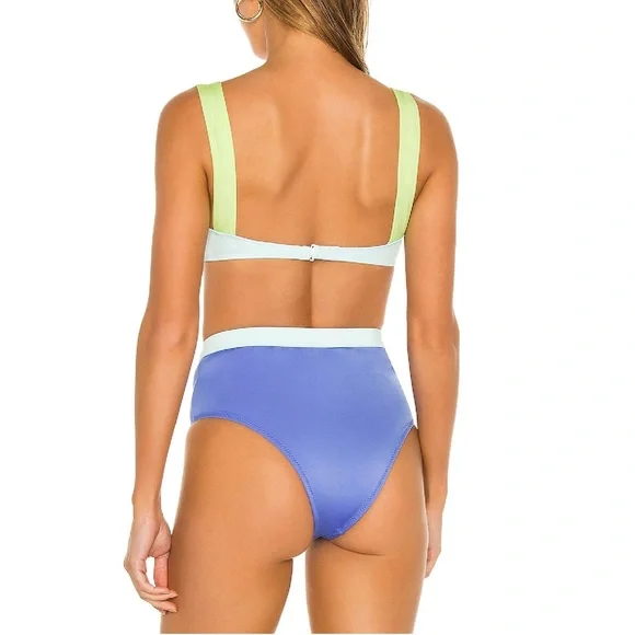 Anthropologie Solid & Striped Lilo Blue Green Color blocked Bikini top MEDIUM - Picture 5 of 11